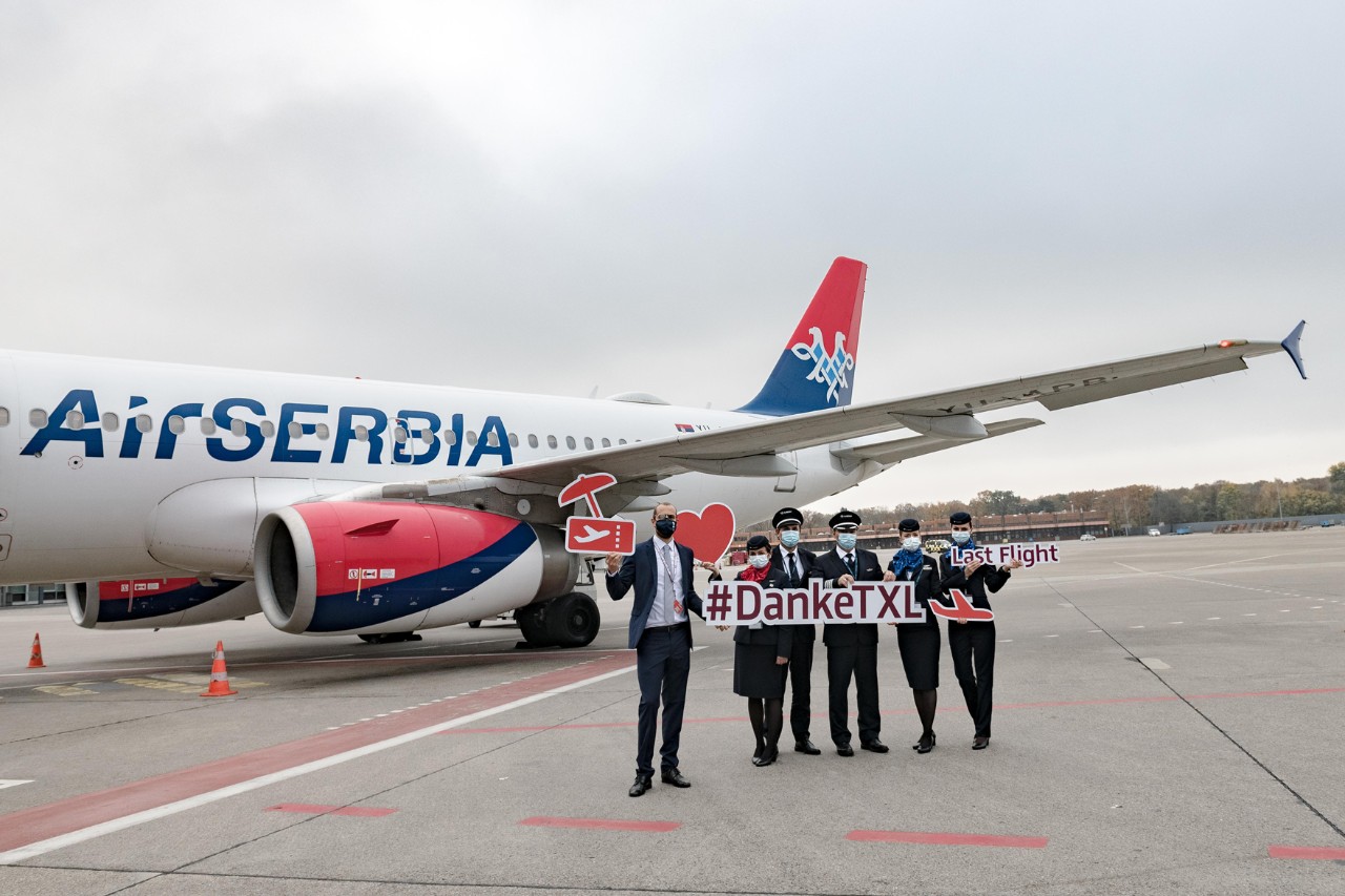 Auch für AirSerbia hieß es heute Abschied nehmen von Tegel. (Bildquelle: BER / Ekaterina Zershchikova)
